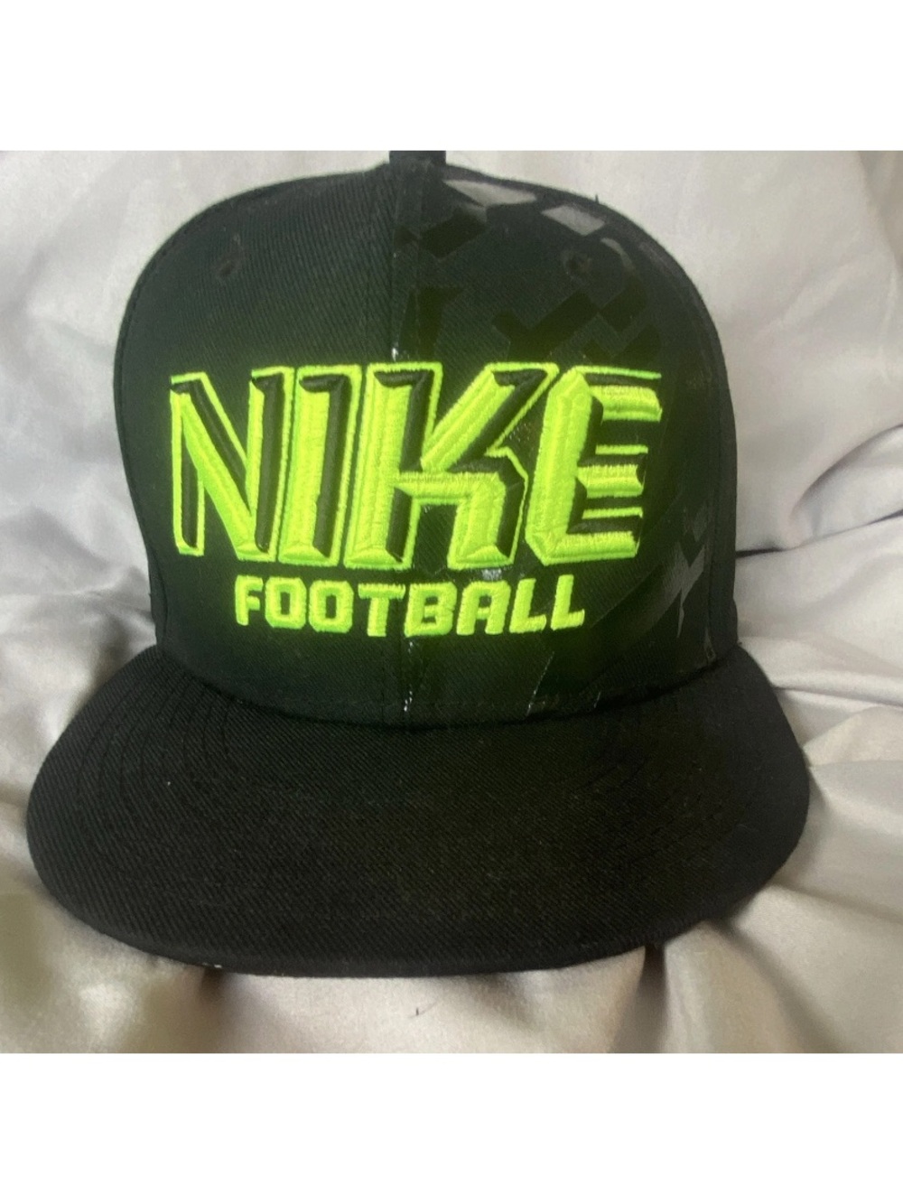 Nike Black and Neon Green Football Snapback Hat Vintage unworn. Nice
